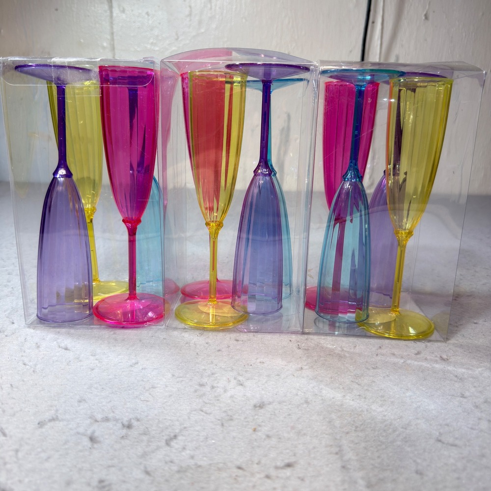 Celebrate It Plastic Flutes 12pk 5oz Multicolor NEW Easter Party Champagne Glass